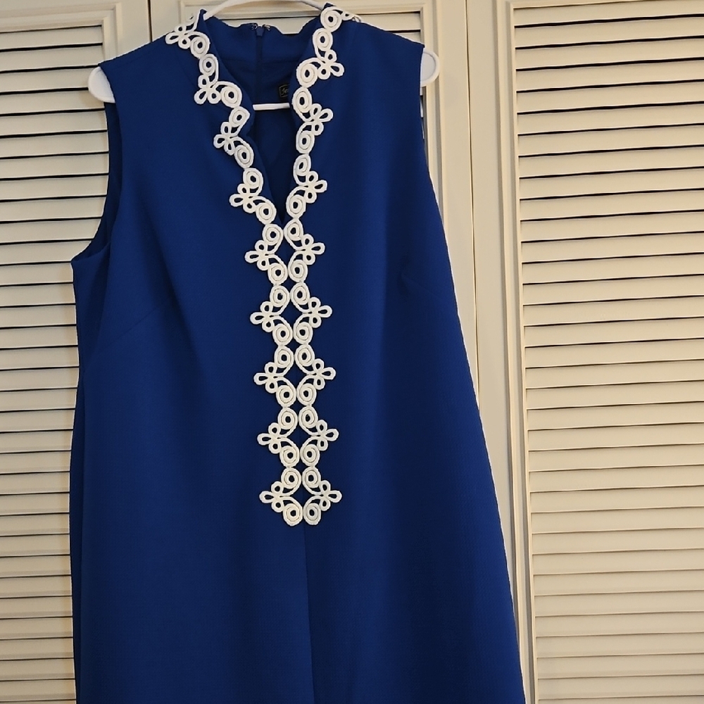 Jessica Howard Royal Blue Midi Dress with White Trim - Picture 6 of 9